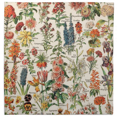 Vintage Flowers by Adolphe Millot Cloth Napkin