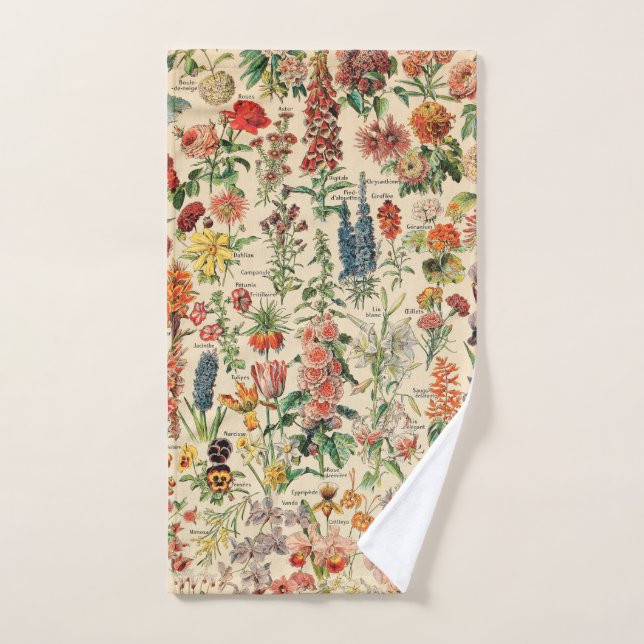 Vintage Flowers by Adolphe Millot Hand Towel (Hand Towel)