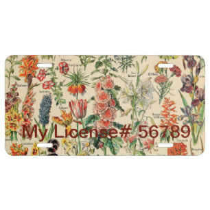 Vintage Flowers by Adolphe Millot. License Plate