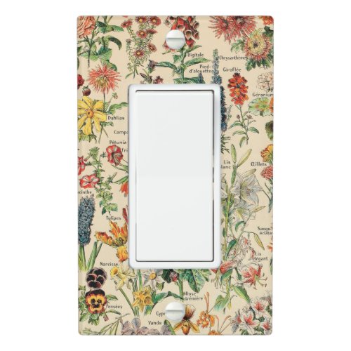 Vintage Flowers by Adolphe Millot Light Switch Cover