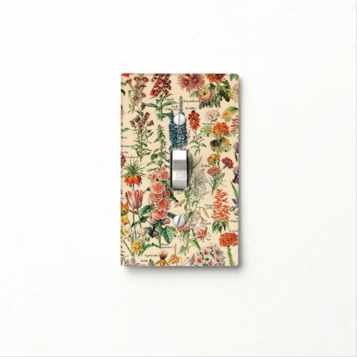 Vintage Flowers by Adolphe Millot Light Switch Cover