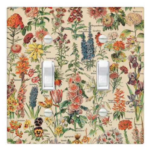 Vintage Flowers by Adolphe Millot Light Switch Cover
