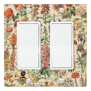 Vintage Flowers by Adolphe Millot Light Switch Cover