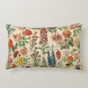 Vintage Flowers by Adolphe Millot Lumbar Pillow