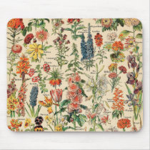 Vintage Flowers by Adolphe Millot Mouse Pad Vintage Flowers by Adolphe Millot Mouse Pad