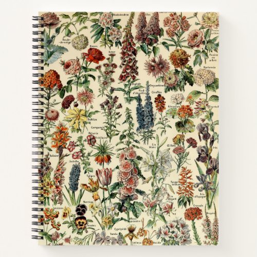 Vintage Flowers by Adolphe Millot Notebook