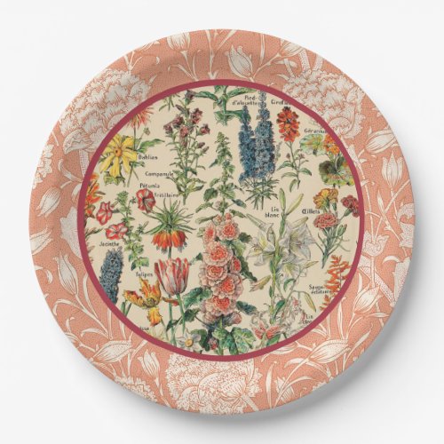 Vintage Flowers by Adolphe Millot Paper Plates