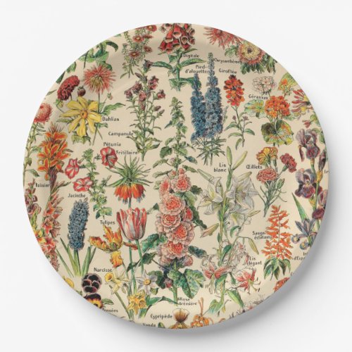 Vintage Flowers by Adolphe Millot Paper Plates