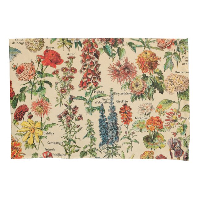 Vintage Flowers by Adolphe Millot Pillow Case (Front)