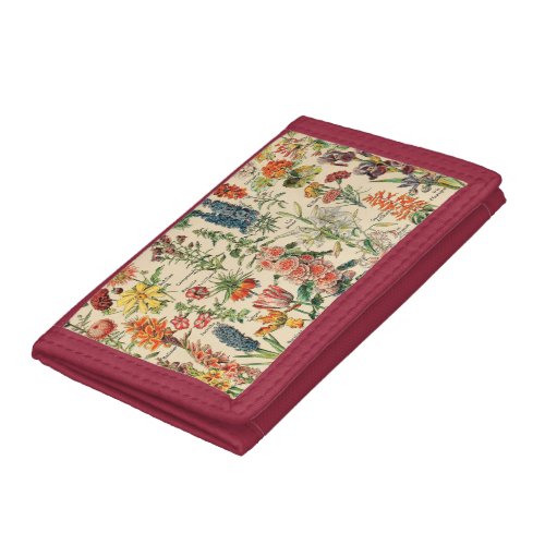 Vintage Flowers by Adolphe Millot Trifold Wallet