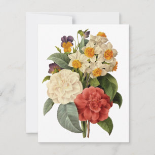 Vintage Flowers by Pierre Redoute, Save the Date Invitation
