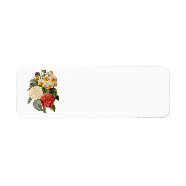 Vintage Flowers, Camellias and Narcissus, Redoute Label (Front)