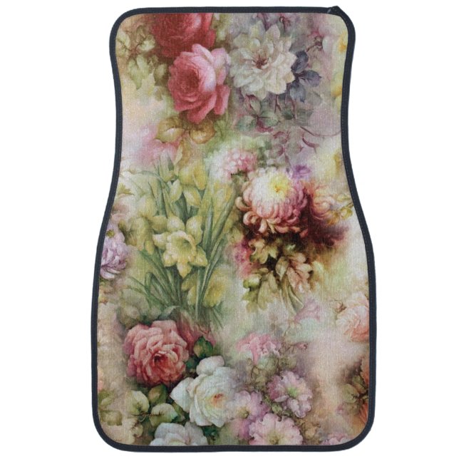 Vintage Flowers Car Floor Mat (Front)
