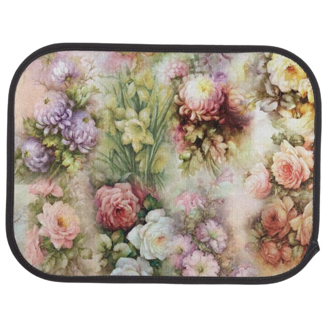 Vintage Flowers Car Floor Mat (Rear)