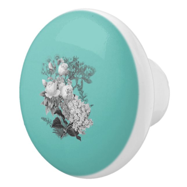 Vintage Flowers Ceramic Knob (Right)