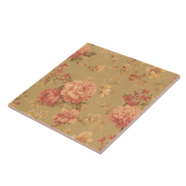 Vintage Flowers Ceramic Tile (Side)
