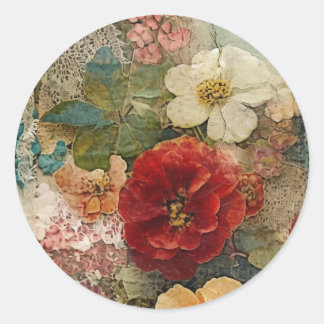 Vintage Flowers Classic Round Sticker