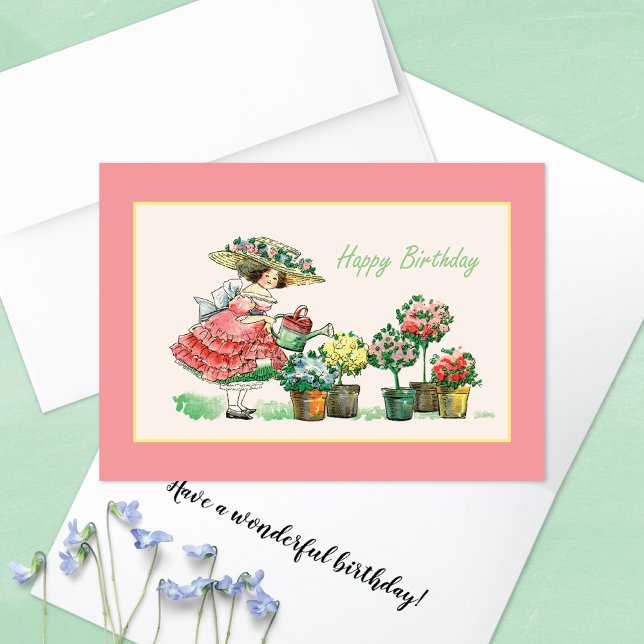 Vintage Flowers Clay Pots Birthday Card (Creator Uploaded)