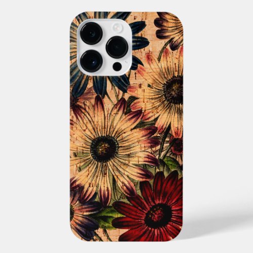 Vintage flowers cork floral print design iPhone 14 pro max case