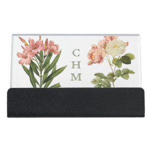 Vintage Flowers custom desk business card holder 2
