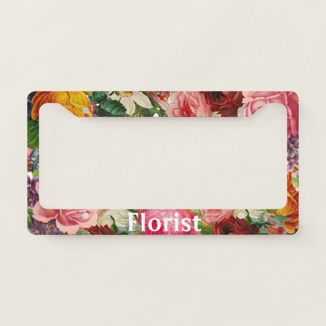 Vintage Flowers Custom License Plate Frame (Front)