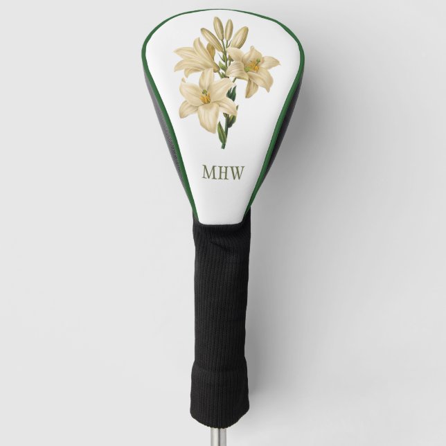 Vintage Flowers custom monogram driver cover (Front)