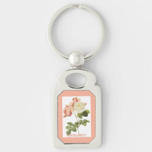 Vintage Flowers custom monogram key chain 2 B