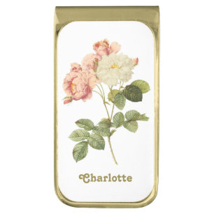 Vintage Flowers custom monogram money clip 2