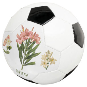 Vintage Flowers custom monogram soccer ball