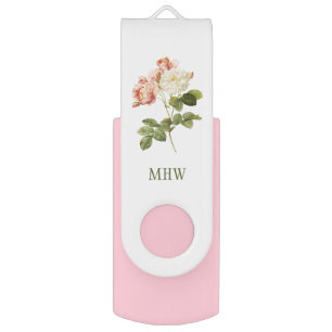 Vintage Flowers custom monogram USB drives