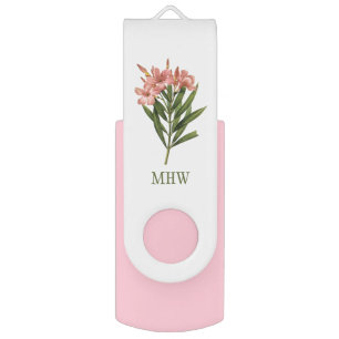 Vintage Flowers custom monogram USB drives