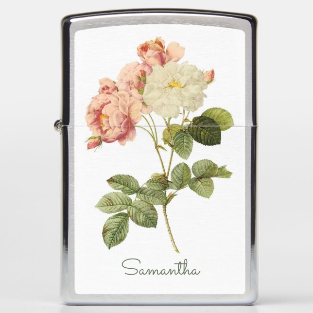 Vintage Flowers custom name lighter (Front)