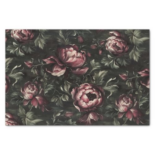 Vintage Flowers Dark Purple Fine Art Decoupage Tissue Paper