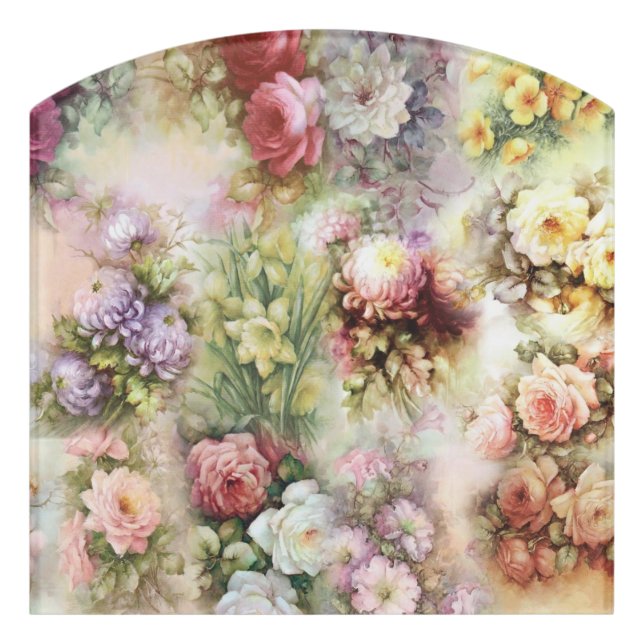 Vintage Flowers Door Sign (Contour Front)