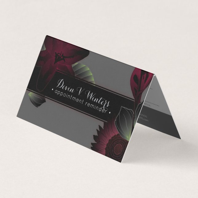 vintage flowers elegance folded appointment card (Front)