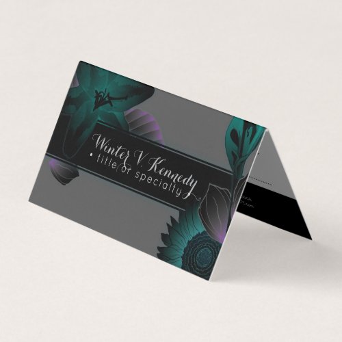 vintage flowers elegant folded referral business card