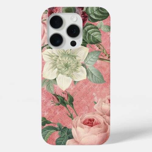 Vintage Flowers Elegant French Botanical iPhone 15 Pro Case
