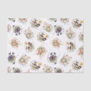 Vintage Flowers, Filigree and Ribbons Tissue Paper