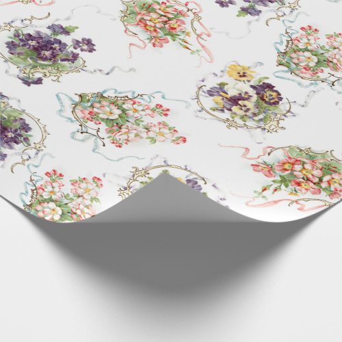 Vintage Flowers Filigree and Ribbons Wrapping Paper