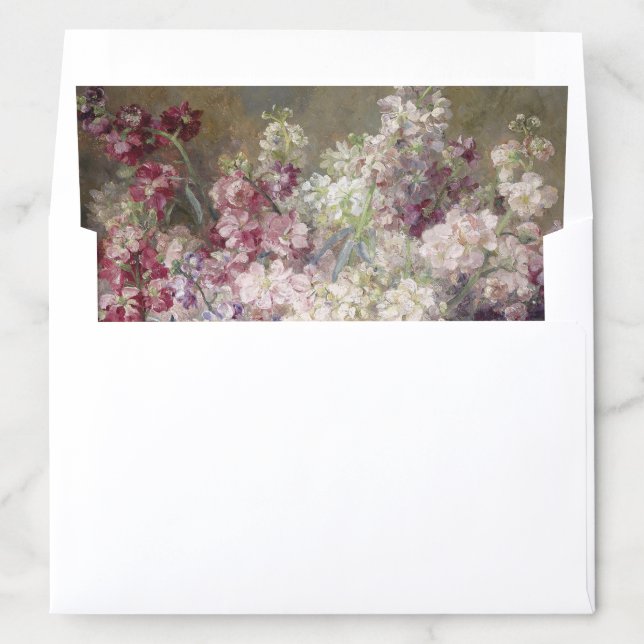 Vintage flowers, fine art wedding  envelope liner (In Envelope)