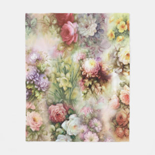 Vintage Flowers Fleece Blanket