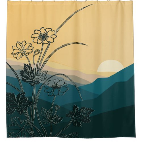 Vintage Flowers Floral Plants Nature Botany Art Shower Curtain