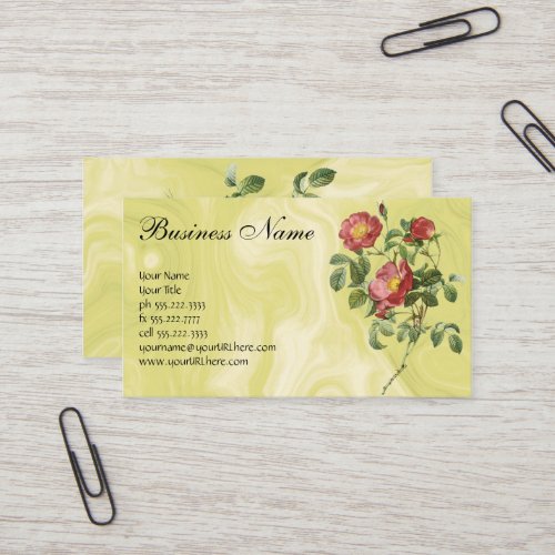 Vintage Flowers Floral Red Rose of Love by Redoute Business Card