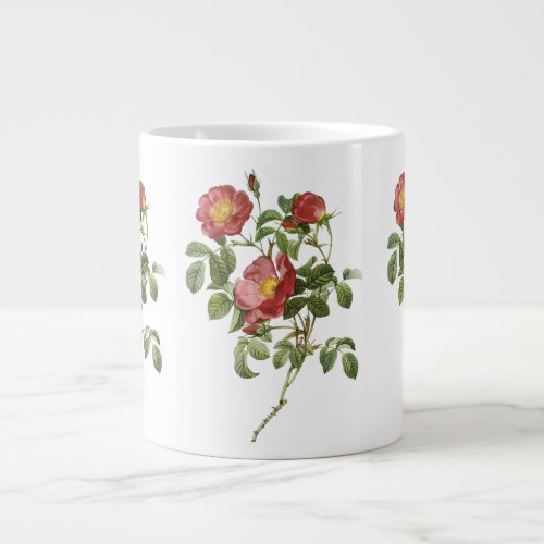 Vintage Flowers Floral Red Rose of Love by Redoute Giant Coffee Mug