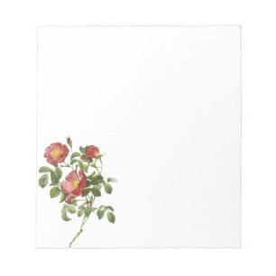 Vintage Flowers Floral Red Rose of Love by Redoute Notepad