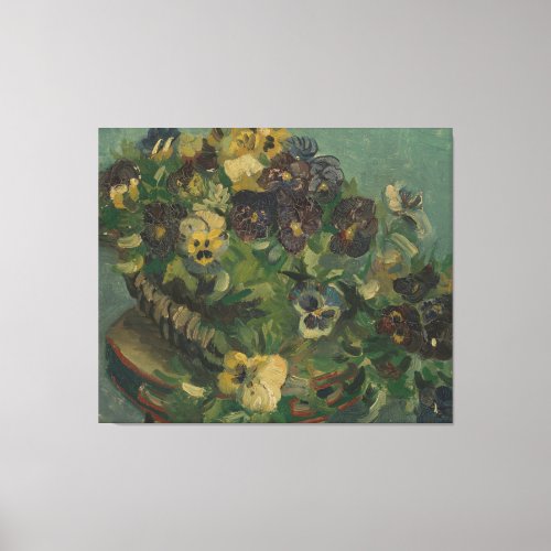 Vintage Flowers Floral Van Gogh Basket of Pansies Canvas Print