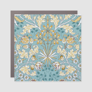Vintage flowers, foliage seamless light blue patte car magnet