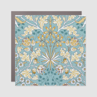Vintage flowers, foliage seamless light blue patte car magnet