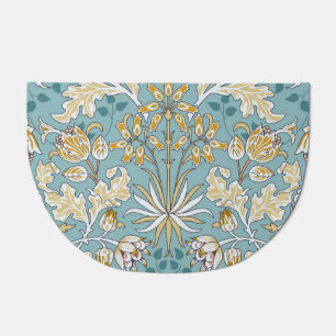 Vintage flowers, foliage seamless light blue patte doormat