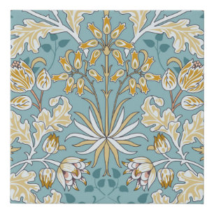 Vintage flowers, foliage seamless light blue patte faux canvas print